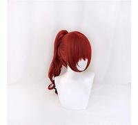 LINLINCD Cosplay wig Persona5 REALE P5R Cosplay Parrucche Yoshizawa Kasumi Vino Rosso Clip Code di Cavallo Parrucca Sintetica capelli Halloween Capelli+Parrucca