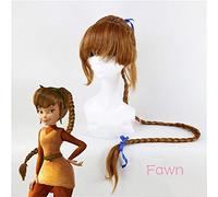 LINLINCD Cosplay wig Peter Pan Fawn Cosplay Parrucca Film Tinker Bell e la fata dei pirati lunghi 120 cm marrone trecce sintetiche parrucca per adulti + berretto parrucca