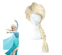 LINLINCD Cosplay wig Princess Frozen Snow Queen Elsa Weaving Braid Parrucca Cosplay Biondo chiaro Parrucca Anime Costume Parrucche + Parrucca Cap ZL004