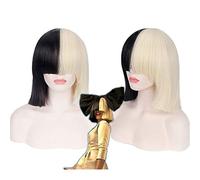 LINLINCD Cosplay wig Questo è Sia donna nero biondo corto dritto parrucca Cosplay costume parrucche sintetiche resistenti al calore
