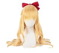 LINLINCD Cosplay wig Sailor Venere Cosplay Parrucche Sailor Moon Minako Aino Cosplay parrucca bionda onda allentata lunga resistente al calore sintetico parrucca solo parrucca