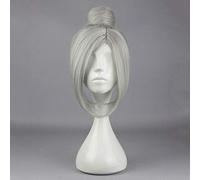 LINLINCD Cosplay wig scuola di prigione Shiraki Meiko, parrucche per cosplay, 35 cm, capelli sintetici corti resistenti al calore, per donne, costume da festa, parrucca per capelli, panini grigi