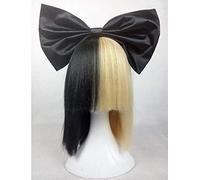 LINLINCD Cosplay wig Sia Alive Questo sembra mezzo nero e mezzo biondo chiaro. Copre gli occhi e il naso. Parrucca per cosplay e forcina per capelli resistenti al calore