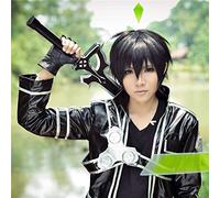 LINLINCD Cosplay wig Spada Arte Online Kirigaya Kazuto Parrucca Cosplay Costume Sao Kirito Uomini Donne Breve Nero Capelli Sintetici Partito Gioco di ruolo Parrucche