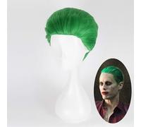 LINLINCD Cosplay wig Suicida Comando Die Joker Cosplay Parrucca Short Green Slicked-Back parrucche sintetiche resistenti al calore + cappuccio per parrucca