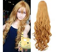 LINLINCD Cosplay wig TIGER DRAGON Toradora! Aisaka Taiga capelli ricci lunghi 100 cm castani dorati resistenti al calore, parrucca per cosplay e parrucca libera