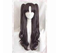 LINLINCD Cosplay wig Tohsaka Rin Cosplay Parrucca per cosplay Destiny Grand Order/Fate Stay Night Capelli sintetici ondulati Anime Fate Grand Order Cosplay Parrucca + Parrucca 24" Nero
