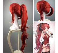 LINLINCD Cosplay wig Tokyo Magica Quartett Sakura Kyoko Cosplay Parrucca Puella Magi Madoka Magica Sakura Kyouko rosso lungo coda di cavallo parrucca per capelli costumi taglia unica rosso