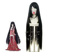 LINLINCD Cosplay wig Tou Hou Progetto Reiuji Utsuho Cosplay Parrucca lunga rettilineo nero resistente al calore fibra capelli Halloween costume anime parrucche Kuzz038O