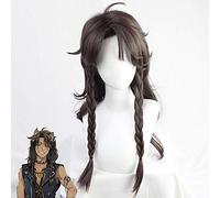 LINLINCD Cosplay wig Twisted Wonderland Leona Kingscholar Cosplay Parrucche Brown Braid lunghi capelli sintetici resistenti al calore Carnevale Halloween Party Parrucca