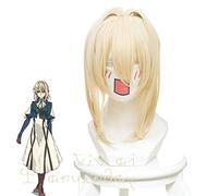 LINLINCD Cosplay wig Violet Evergarden Coda di cavallo Braid Buns Capelli biondi resistenti al calore Peluca Anime Cosplay Costume Parrucca + Parrucca Cap 446A