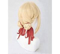 LINLINCD Cosplay wig Violet Evergarden coda di cavallo treccia capelli biondi resistente al calore Cosplay costume parrucca+parrucca cappuccio+nastro con panini