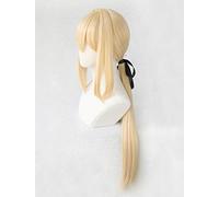 LINLINCD Cosplay wig Violet Evergarden coda di cavallo treccia capelli biondi resistente al calore Cosplay costume parrucca+parrucca+nastro lungo dritto