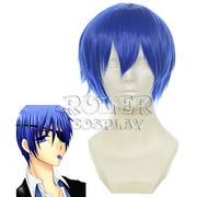 LINLINCD Cosplay wig Vocaloid Kaito Cosplay Parrucca Blu Breve Resistente al Calore Fibra Sintetica Peruca Anime Gioco Di Ruolo Parrucche KUZZ6431