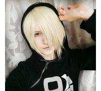 LINLINCD Cosplay wig YURI!!! su Ice Yuri su ghiaccio Yuri Plisetsky corto biondo chiaro resistente al calore Cosplay parrucca + traccia + cappellino