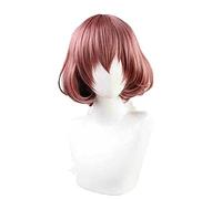 LINLINCD -ig Anime Cosplay 2021 Anime High Rise Invasion Maid-Fuku Kamen Cosplay Parrucca Marrone Rosso Breve Resistenza al Calore Capelli Maid Mask Wigs+Parrucca