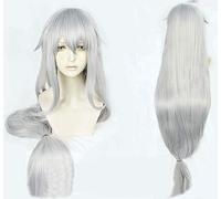LINLINCD -ig anime cosplay Arknights Skadi Cosplay parrucche in fibra sintetica ad alta temperatura 120 cm 47 pollici capelli grigi con retina per capelli