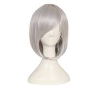 LINLINCD -ig anime cosplay cosplay argento grigio universale Wave Head Game Anime COS Wig High Temperature Silk Spot