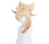 LINLINCD -ig Anime Cosplay Genshin Impact Yoimiya Cosplay Parrucca gradiente biondo arancione coda di cavallo capelli resistenti al calore Pelucas anime gioco di ruolo parrucche+retina per capelli