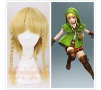 LINLINCD -ig Anime Cosplay Hyrule Warriors Cosplay Parrucca Cosplay Femminile Sinistra Golden Braids Donne Link Rinkuru Capelli sintetici per adulti gioco di ruolo+Cappuccio della parrucca gratuito