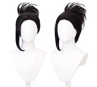 LINLINCD -ig Anime Cosplay Parrucca anime My Hero Academia Cosplay Momo Yaoyorozu Parrucca corta nera coda di cavallo parrucca costume Halloween