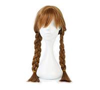 LINLINCD -ig Anime Cosplay principessa Elsa Anna parrucca bionda marrone intrecciato capelli sintetici costume Halloween Cosplay parrucca + parrucca lunga Anna