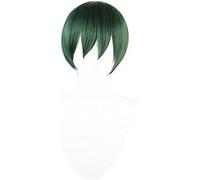 LINLINCD -ig Anime Cosplay Wig Curse Battle Anime Roll Wig Zen Institute davvero COS Parrucca biennale verde inchiostro soffice capelli corti