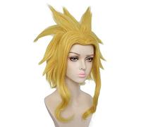 LINLINCD - Il mio eroe Academia Boku No Hiro Akademia Tutto possibile parrucca cosplay sintetica dorata resistente al calore + un berretto Yb-200