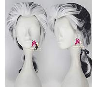 LINLINCD -ime Coer Wig. BIAMOXER Bella Bella e la Bestia Principe Gaston Parrucca nera corta Cosplay Halloween giochi di ruolo capelli taglia unica nero con bianco