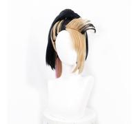 LINLINCD -ime Coser Anime Gioco KDA Baddest Akali Cosplay Parrucche KDA Biondo Misto Blu Rosa Parrucche Coda di cavallo Capelli sintetici resistenti al calore
