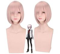 LINLINCD -ime Coser Wig Anime Gioco Fate/Grande Controllo Apocrypha Fgo Mash Kyrielight Wig Light Rose Acconciature Halloween Capelli Sintetici Cosplay Parrucca Play 35 cm