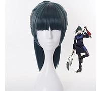 LINLINCD -ime Coser Wig anime Jujutsu Kaisen Maki Zenin Green Dark Green Cosplay Parrucche con una coda di poneytail+parrucca+capelli sintetici resistenti al calore