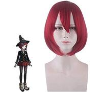 LINLINCD -ime Coser Wig DANQUANRONPA: innesco Happy Havoc bianco neve scuro rosso cosplay play volontails 35 cm parrucca corta