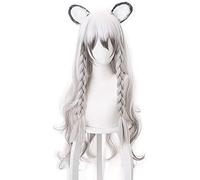 LINLINCD -ime Coser Wig Gioco Arnights Gladiia Cosplay Parrucca lunga rettilineo blu chiaro capelli sintetici grigi Halloween Party Natale (motivo: Pramanix)