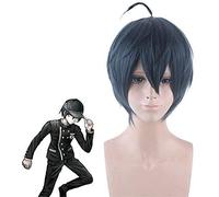 LINLINCD -ime Coser Wig Saihara Shuichi Inchiostro Blu Colore Unisex Parrucca: Trigger Happy Havoc Cosplay Parrucca Corta Sintetica Cosplay Cosplay Parrucca + Parrucca Cap30 cm