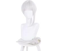 LINLINCD -ime Coser Wig Shibuya Kanon Parrucche misto giallo medio giallo 40 cm capelli lunghi Cosplay Halloween parrucca con cappuccio (colore: bianco)