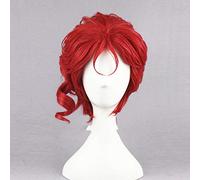 LINLINCD Jojo - Cosplay wig Kakyoin Noriaki 14" Red Curly Short ad alta temperatura fibra sintetica capelli Cosplay parrucca + parrucca rosso
