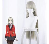 LINLINCD Kakegurui xx Momobami Ririka Cosplay Parrucca per donne ragazze 80 cm Lungo Diritto Anime Parrucca Resistente al Calore Capelli Sintetici Parrucca Partito Blo