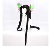LINLINCD - Lama dell'uccisione di demoni Kochou Kanae Cosplay Parrucca Kimetsu no Yaiba Lunga Nero Dritto Debole Capelli Sintetici + Forcina + Parrucca Parrucca con Forcina