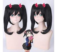 LINLINCD Nico Yazawa - Parrucche per cosplay da donna, universali, anime anime, colore nero, con due coda di cavallo lunga