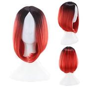 LINLINCD - Pantaloncini Bob Wigs da donna, sintetici, anime per cosplay, due toni, nero, rosa, grigio, blu, verde, rosso, viola, bionda Ombre Wig, nero, giallo, nero, verde