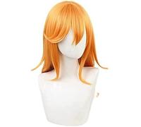 LINLINCD - Parrucca coser Love Live Liella Kanon Shibuya Cosplay parrucca lunga liscia arancione con frangia per donne e ragazze con cappuccio gratuito