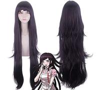 LINLINCD - Parrucca Coser Wig Anime Mikan Tsumiki: Trigger Happy Havoc Black Purple Cosplay Roll Play PonyTails 100 cm