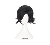 LINLINCD Parrucca Cosplay anime Katekyo Hitman Reborn! Lambo Luka marca Daes Cosplay parrucche corte nero resistente al calore sintetico parrucca+cuffia parrucca