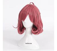 LINLINCD Parrucca Cosplay anime Noragami Ebisu Kofuku Cosplay parrucca corta rosa resistente al calore sintetico parrucche+cappuccio parrucca