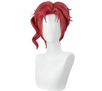 LINLINCD Parrucca Cosplay anime Noriaki Kakyoin Parrucca JoJo bizzarra Avventura Cosplay Uomini Parrucca Rossa Cosplay Anime Cosplay Parrucca Sintetica Resistente al Calore Halloween