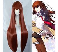 LINLINCD Parrucca Cosplay wig Pietre Gate Makise Kurisu Christina 100 cm lungo dritto Auburn capelli sintetici resistenti al calore Cosplay costume parrucche + parrucca Cap