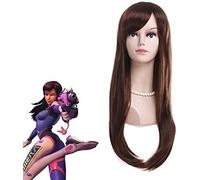 LINLINCD Parrucca per cosplay anime gioco Ow dva d.va Copslay parrucca di colore marrone Hana Aong Parrucca Costume Peruca DVA Cosplay Donne 65cm Parrucche