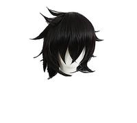 LINLINCD - Parrucca per cosplay anime The Rising of The Shield Hero Naofumi Iwatani Cosplay parrucca corta nera resistente al calore + cappuccio parrucca