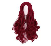 LINLINCD Parrucca per cosplay anime veleno edera Cosplay parrucche 70 cm vino rosso ondulato lungo sintetico resistente al calore parrucca+parrucca cappuccio